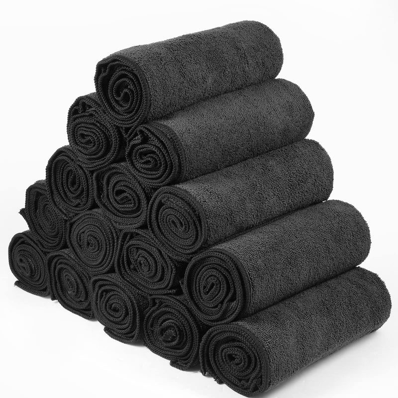 Shimeyao 48 Pack Bleach Proof Towels 16x 26inch Microfiber Absorbent Hair Towels Bulk Bleach Salon Hand Drying Cloth for Gym Bath Spa Shaving Shampoo Home(Black) - Image 3