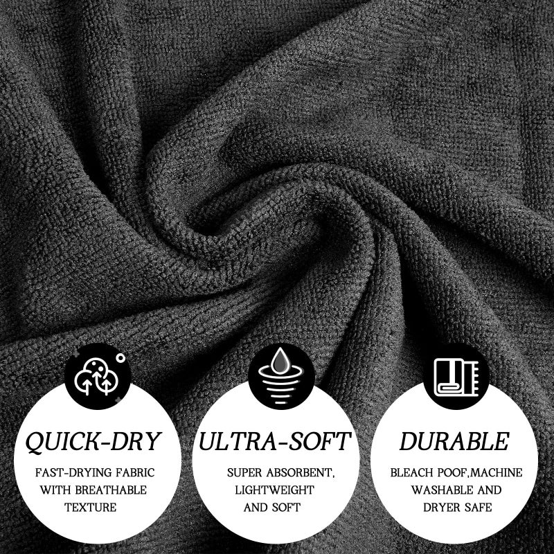 Shimeyao 48 Pack Bleach Proof Towels 16x 26inch Microfiber Absorbent Hair Towels Bulk Bleach Salon Hand Drying Cloth for Gym Bath Spa Shaving Shampoo Home(Black) - Image 4