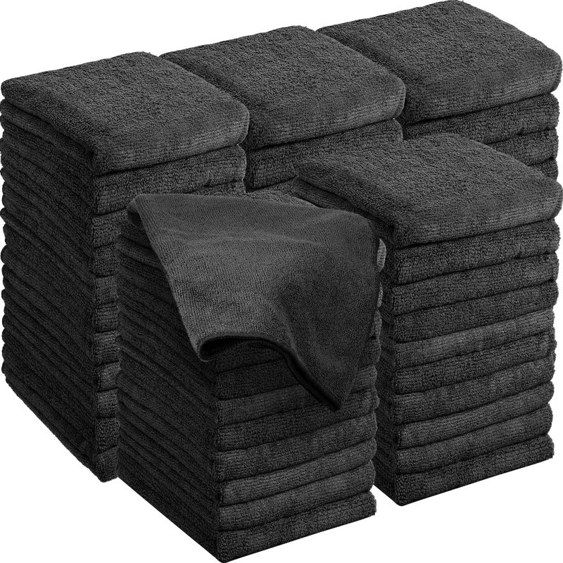 Shimeyao 48 Pack Bleach Proof Towels 16x 26inch Microfiber Absorbent Hair Towels Bulk Bleach Salon Hand Drying Cloth for Gym Bath Spa Shaving Shampoo Home(Black) - Image 1