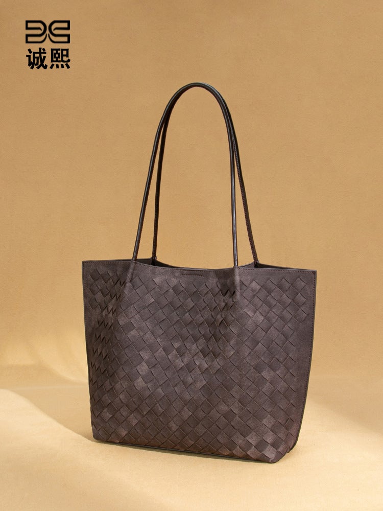 Large Capacity Single Shoulder Underarm Women'S Bag Woven Frosted Handbag Texted Trendy Tote Bag For Women - Image 5