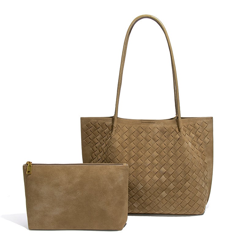 Large Capacity Single Shoulder Underarm Women'S Bag Woven Frosted Handbag Texted Trendy Tote Bag For Women - Image 1