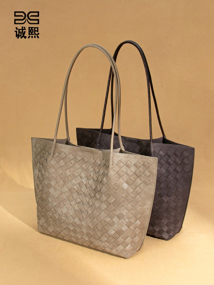 Large Capacity Single Shoulder Underarm Women'S Bag Woven Frosted Handbag Texted Trendy Tote Bag For Women - Image 4