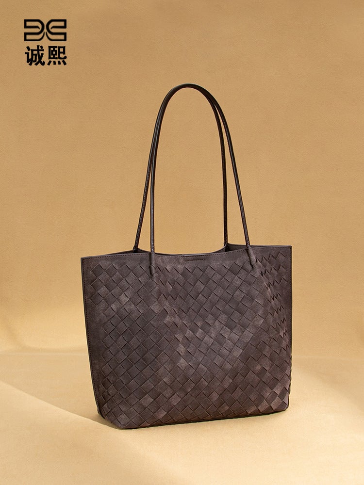 Large Capacity Single Shoulder Underarm Women'S Bag Woven Frosted Handbag Texted Trendy Tote Bag For Women - Image 3