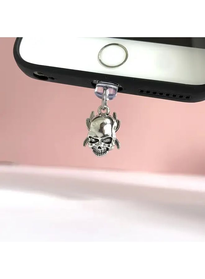 1pc Alloy Spider Skeleton Phone Dust Plug With Lobster Clasp Rope Multi Use Charm Protect Cell Phone Charging Port For iPhone 6 To 14 Promax Halloween Holiday Gift For Friends - Image 1