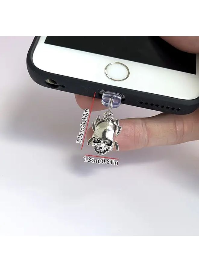 1pc Alloy Spider Skeleton Phone Dust Plug With Lobster Clasp Rope Multi Use Charm Protect Cell Phone Charging Port For iPhone 6 To 14 Promax Halloween Holiday Gift For Friends - Image 2