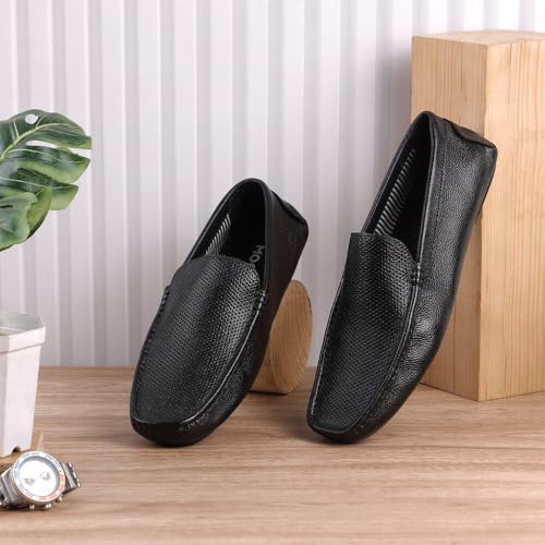 Mochi Men Black Casual Leather Driving Loafer Shoes UK/8 EU/42 (71-206) - Image 2