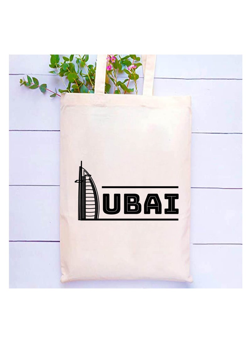 Cotton Tote Bag with Dubai Skyline Design - Eco-Friendly Souvenir and Travel Accessory - Great Gift and Travel Companion - Perfect for Shopping and Everyday Use - Image 2
