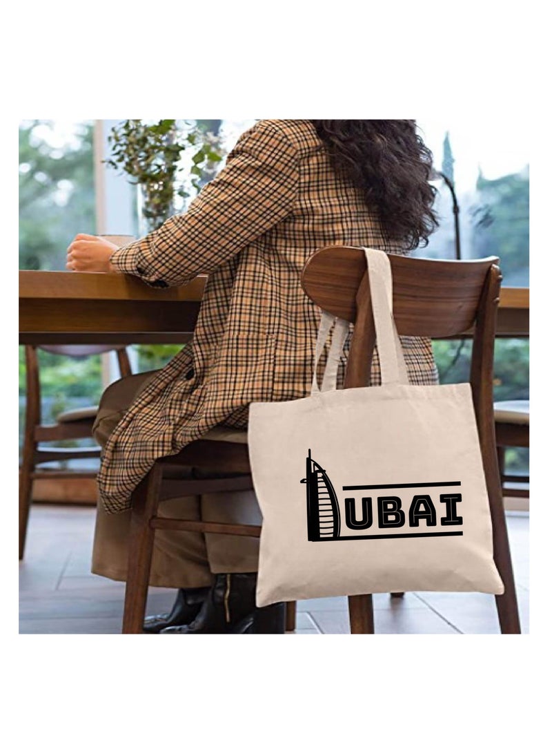 Cotton Tote Bag with Dubai Skyline Design - Eco-Friendly Souvenir and Travel Accessory - Great Gift and Travel Companion - Perfect for Shopping and Everyday Use - Image 3