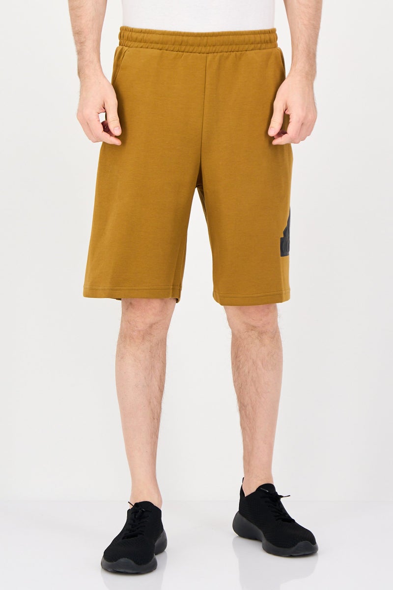 Adidas Men Sportswear Fit Brand Logo Outdoor Shorts, Brown - Image 1