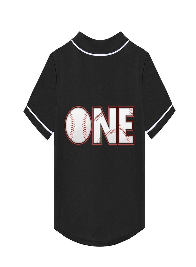 Mowbeat Baby Baseball Jersey 1 Year Old Birthday Party Shirt Short Sleeve Button Tee 1st Infant Toddler T Shirt Gift (Black A,12 Months,12 Months,Little Kid,Unisex,US,Age) - Image 3
