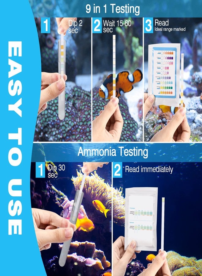 SaySummer 10 in 1 Ammonia Test Kit for Aquarium, 150ct Aquarium Ammonia Test Strips Freshwater Saltwater, Fish Tank Aquarium Test Strips Kit - Testing Ammonia and 9 More ! - Image 4