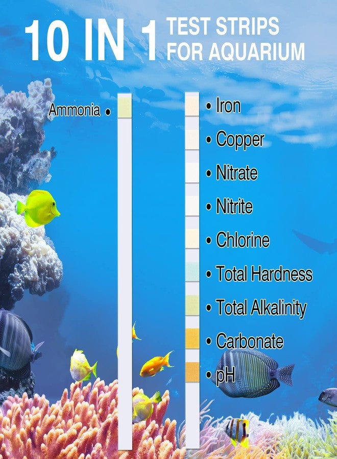 SaySummer 10 in 1 Ammonia Test Kit for Aquarium, 150ct Aquarium Ammonia Test Strips Freshwater Saltwater, Fish Tank Aquarium Test Strips Kit - Testing Ammonia and 9 More ! - Image 2