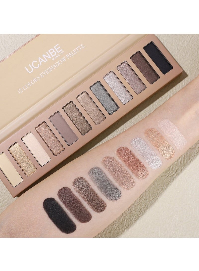 Ucanbe باليت ظلال العيون UCANBE بـ 12 لون غير لامع ولامع وبارل - Image 2