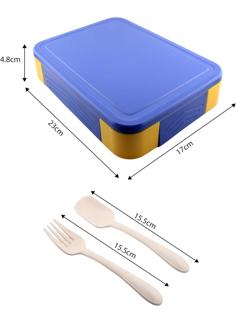 Cravista Bento Lunch Box for Kids - 1330ml Leak Proof BPA Free Lunchbox with 5 Compartments, Cutlery & Sauce Bowl | Microwave Safe Tiffin for School, Office | Bento Box for Boys (Blue) - Image 5