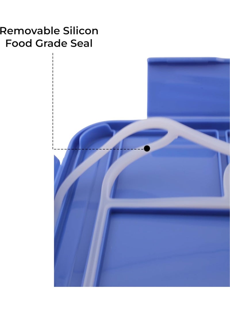 Cravista Bento Lunch Box for Kids - 1330ml Leak Proof BPA Free Lunchbox with 5 Compartments, Cutlery & Sauce Bowl | Microwave Safe Tiffin for School, Office | Bento Box for Boys (Blue) - Image 2