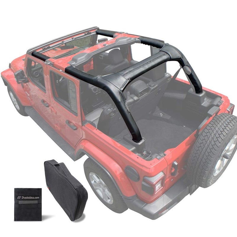 Shadeidea Roll Bar Padding for Jeep Wrangler JL Unlimited Jeep Wrangler 4 Door 20182023 Black Vinyl Foam Laminated Pad Cover Kit Protection JLU Sahara Rubicon with Grab Bag3 Year Warranty