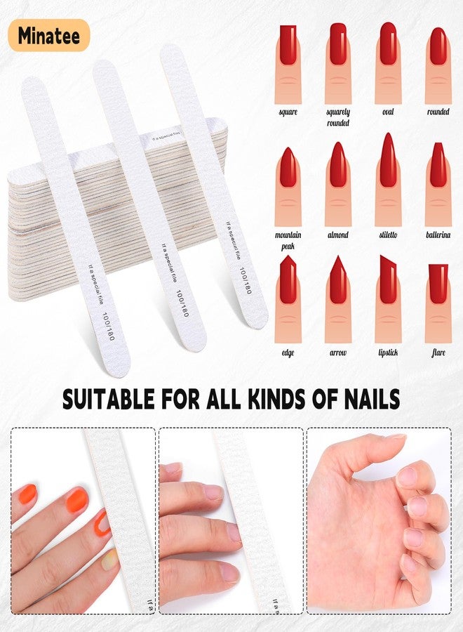 Minatee 150 Pcs 100/180 Grit Nail Files Bulk Doubled Sides Emery Boards Professional Manicure Tools for Natural Nails Home and Salon Supplies - Image 3
