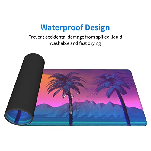 Echoserein Cool Synthwave and Retrowave Gaming Mouse Pad Large XL Desk Mat Long Extended Pads Big Mousepad for Home Office Decor Accessories 31.5 X 11.8 Inch - Image 4