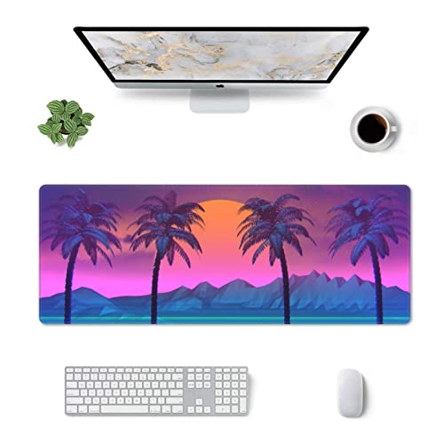 Echoserein Cool Synthwave and Retrowave Gaming Mouse Pad Large XL Desk Mat Long Extended Pads Big Mousepad for Home Office Decor Accessories 31.5 X 11.8 Inch - Image 2