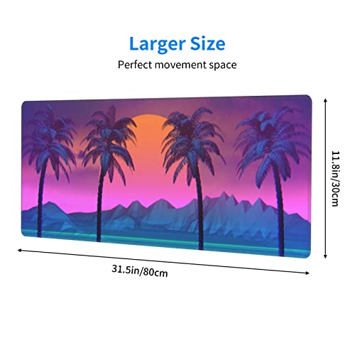 Echoserein Cool Synthwave and Retrowave Gaming Mouse Pad Large XL Desk Mat Long Extended Pads Big Mousepad for Home Office Decor Accessories 31.5 X 11.8 Inch - Image 3
