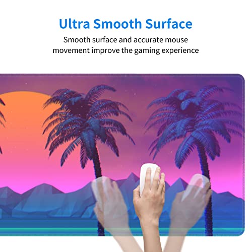 Echoserein Cool Synthwave and Retrowave Gaming Mouse Pad Large XL Desk Mat Long Extended Pads Big Mousepad for Home Office Decor Accessories 31.5 X 11.8 Inch - Image 5