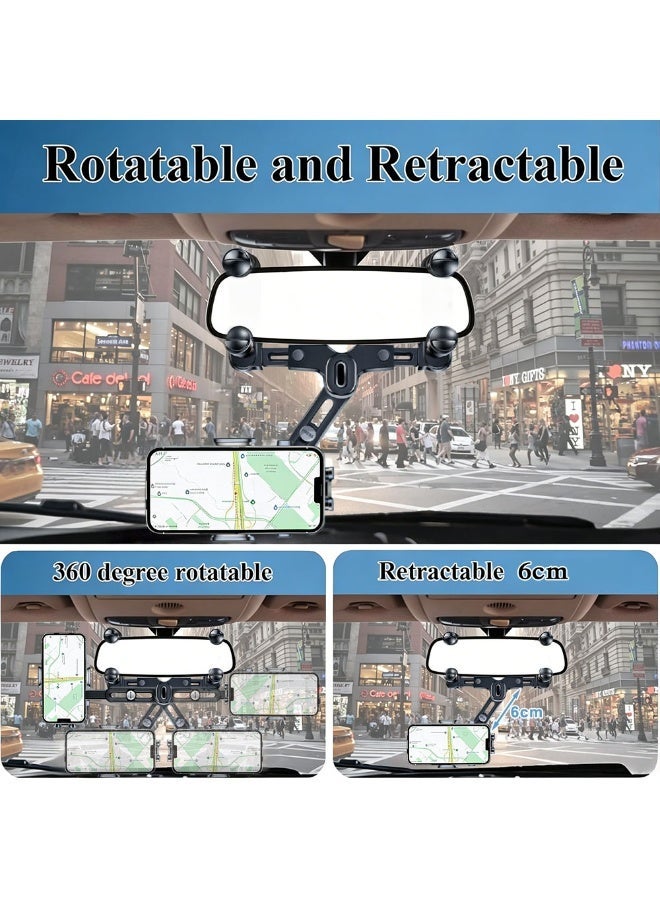 ET-LIFE Car Phone Holder, Rear View Mirror Phone Holder, 360° Rotating Rear View Mount with Adjustable Arm Length, Auto Locking, Compatible with All Phones - Image 5