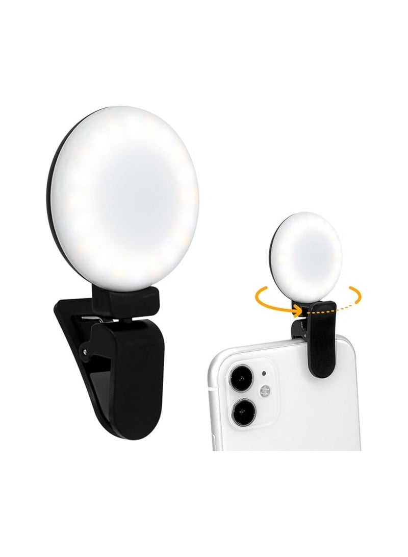 Clip-On Ring Selfie Light with 360° Rotation and 3 Brightness Levels – Suitable for Phones, Tablets, Laptops – Ideal for TikTok, Vlogs, and Webcam Use - Image 1
