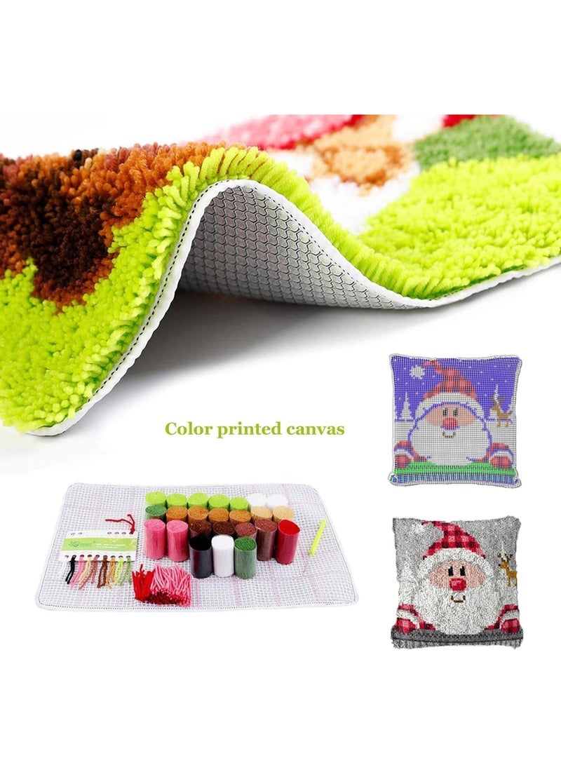 HZYH Latch Hook Cushion Cover Kit, Adults Beginners, DIY Throw Pillow, Colourful Yarns, Canvas, Embroidery Crochet Kit, Chart, 43x43cm - Image 2