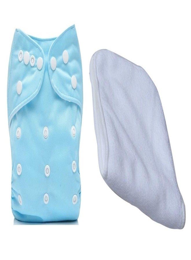 Orcoa Adjustable, Reusable, Washable Cloth Diaper with 4 Layer Nappy. (1 Diaper and 1 4 Layer Insert) (Light Blue Colour)