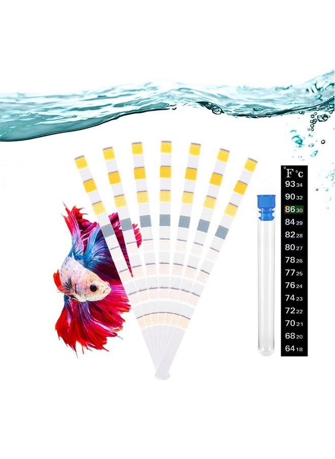 DATOO DaToo 8 in 1 Aquarium Test Kit Fish Tank Test Strips Accurate Water Quality Testing Strips for Ammonia PH Total Alkalinity Carbonate Hardness Free Chlorine Nitrate Nitrite Temperature (100 Strips)  - Image 1