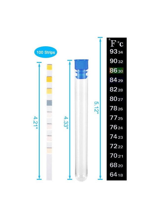 DATOO DaToo 8 in 1 Aquarium Test Kit Fish Tank Test Strips Accurate Water Quality Testing Strips for Ammonia PH Total Alkalinity Carbonate Hardness Free Chlorine Nitrate Nitrite Temperature (100 Strips)  - Image 2