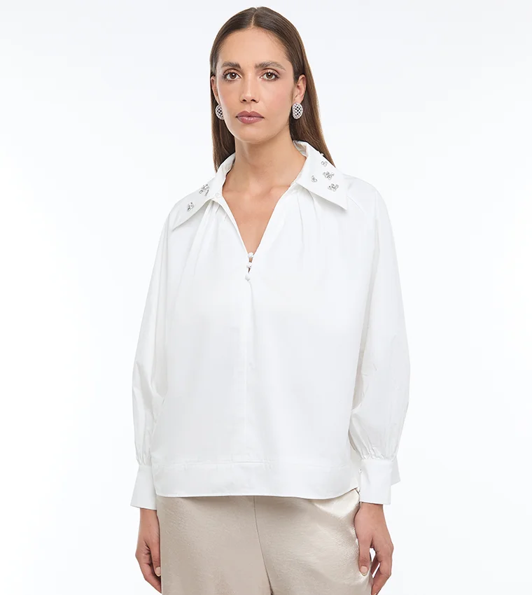BCBG BCBG Shirt With Embellished Detachable Collar