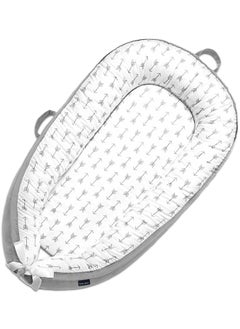 Little Story Soft Breathable Fiberfill Newborn Lounger Bed - Arrow Grey  - Image 1