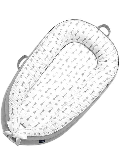 Soft Breathable Fiberfill Newborn Lounger Bed - Arrow Grey