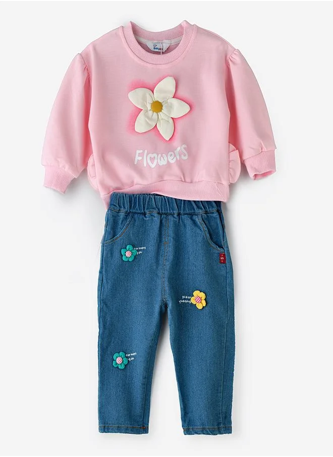 babyqlo Pretty Pink Flower Power 2 piece Set for Girls