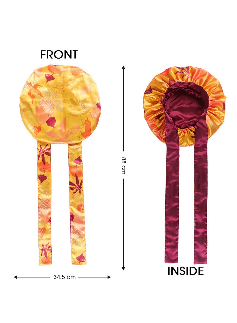 Captaintech Satin Bonnet Silk Hair Bonnets for Black Women Curly Hair Wrap for Sleeping Cap Reversible Bonnet with Tie Band Night Cap Double Layer Sleep Cap for Curly Hair - Image 2