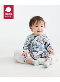 Babycare Babycare - Long Sleeves Footed Baby Onesie, Lion Blue, 1–3 Months, Soft Cotton, BPA-Free, Non-Toxic, Snap Closure, Gentle on Skin, Breathable Fabric, Durable, Comfortable Fit, Ideal for Infants  - Image 3