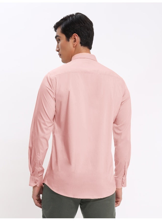 BEYOUNG Soft Pink Plain Cotton Shirts - Image 4
