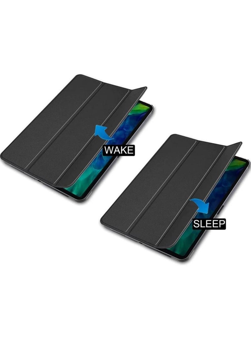 iPad 9th Gen (2021)/ 8th Gen (2020)/7th Gen (2019), Slim Stand Hard Back Shell Protective Leather Smart Cover Trifold Stand (black) - Image 2