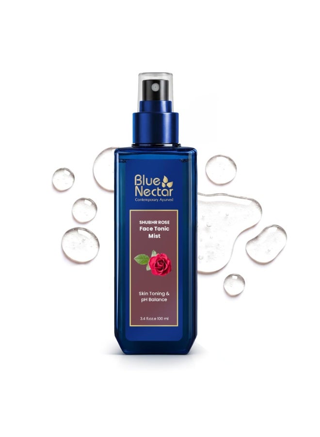 Blue Nectar Shubhr Rose Face Tonic Mist | Pure Rose Water for Face Gulab Jal Rose Water Spray for Face Natural Face Toner for Glowing Skin Pore Tightening 100 ml - Image 1