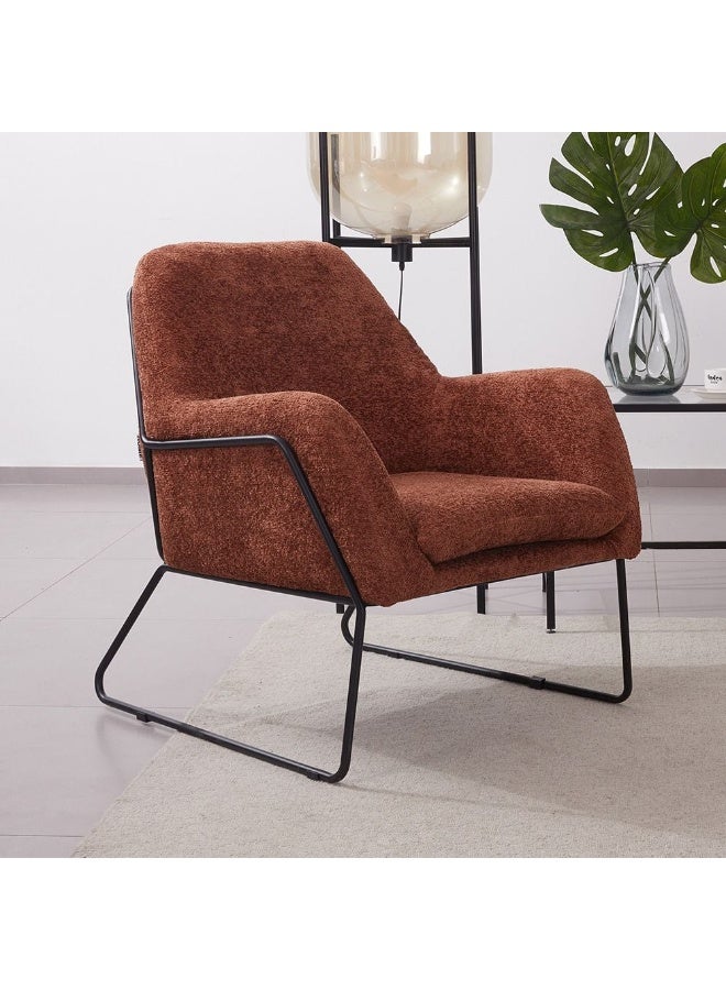 DANUBE HOME كرسي أكيرا المفرد من القماش | كرسي ذراع | تصميم حديث كرسي مفرد مميز | أثاث مريح لغرفة المعيشة L76xW85xH87cm - صدأ - Image 1