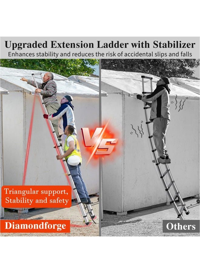 DIAMONDFORGE Adjustable Retractable Telescopic Collapsible Telescoping Ladder Extension - 10.5 FT Rv Tall Compact Aluminum Ladders, Foldable Extendable for House Roof Travel Trailers, 330lbs Capacity - Image 2