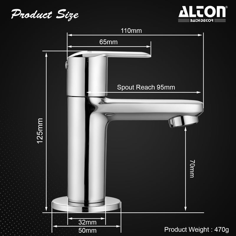 ALTON XNO5001, Brass Pillar Cock | Wash Basin Tap | Bathroom Taps | Silver - Image 2
