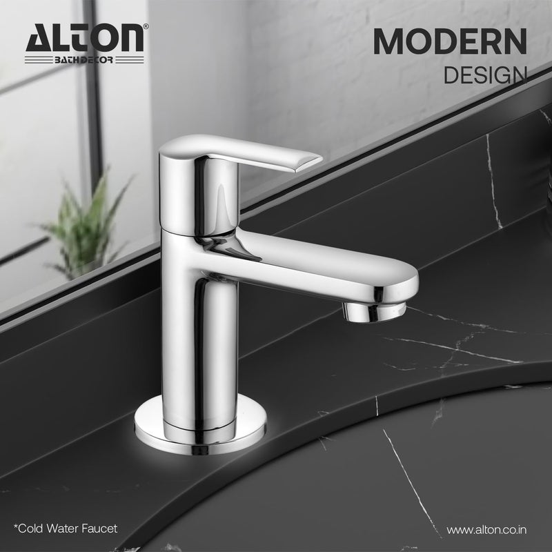 ALTON XNO5001, Brass Pillar Cock | Wash Basin Tap | Bathroom Taps | Silver - Image 3