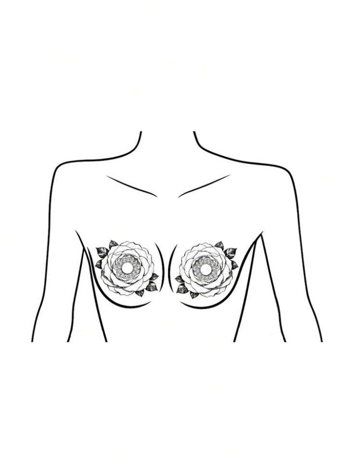Waterproof Temporary Tattoo Set Symmetrical Mandala & Lace Designs for Chest and Body - Twin Pack Underboob Tattoo Stickers for Women - Image 2