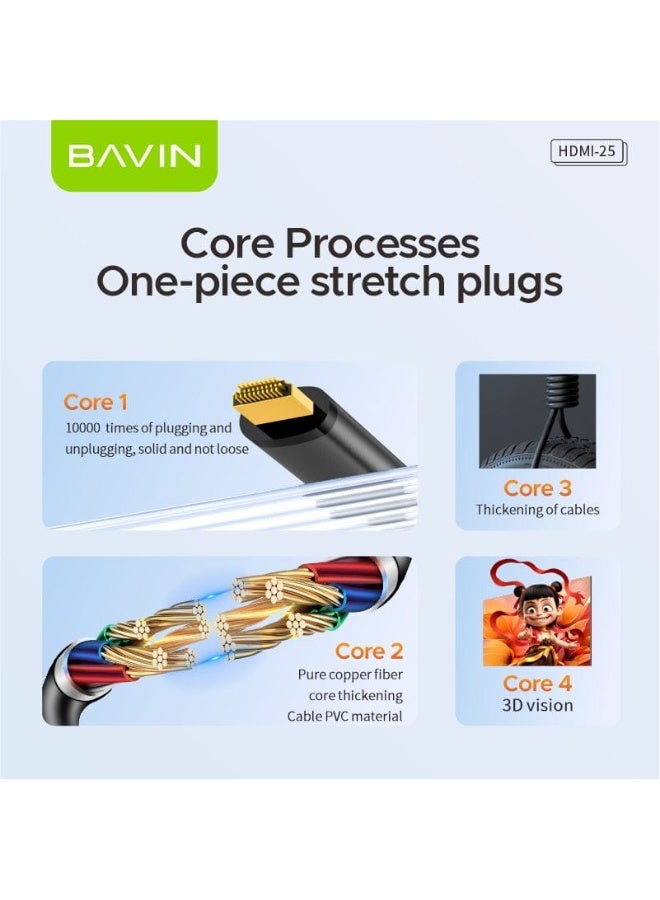 Bavin 4K High Speed ​​HDMI Cable with 3D Support for Xiaomi Mi Box/PS5 1.8m - Image 5
