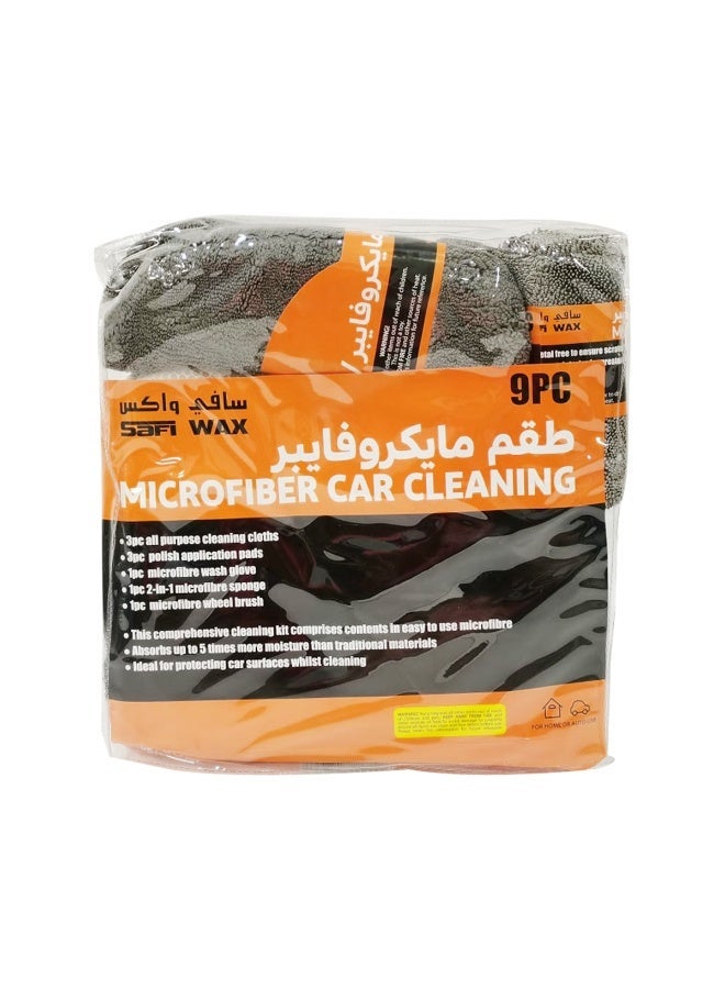 Safi WAX 9PCS Premium Microfiber Car Cleaning Kit, Car Wash Cleaning Set, Microfiber Wash Glove, Cleaning Cloths, Wax Applicator Pads, Wheel Brush, Wash Sponge, Auto Detailing Kit, Scratch-Free Car Care Accessories for Cars, SUVs, Trucks - Image 5