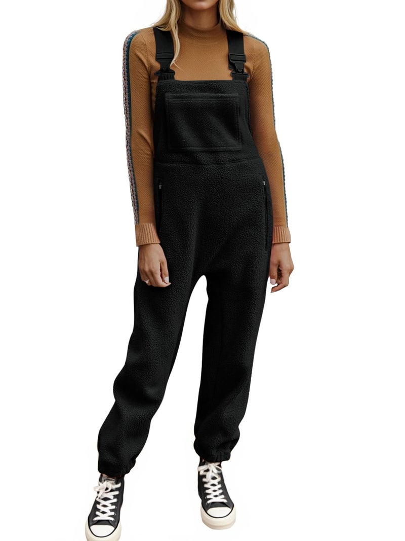 Ebifin Women's Fleece Warm Overalls Winter Loose Casual Jumpsuits with Pockets - Image 1