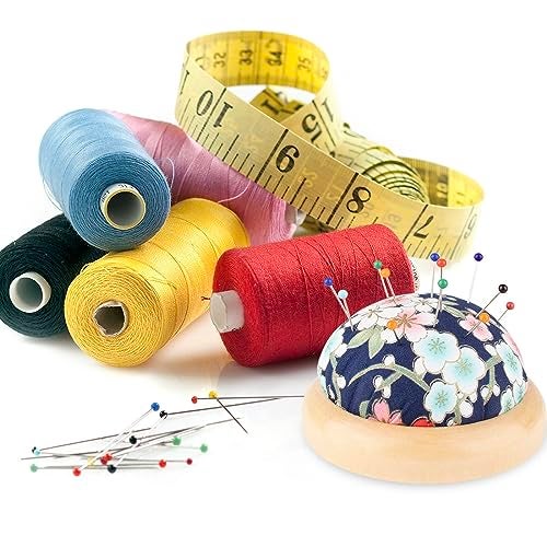 Rolybag Pin Cushion, Wooden Base Needle Pincushions Japanese Style Round Pin Cushion for Sewing Needle Holders or DIY Crafts - Image 4