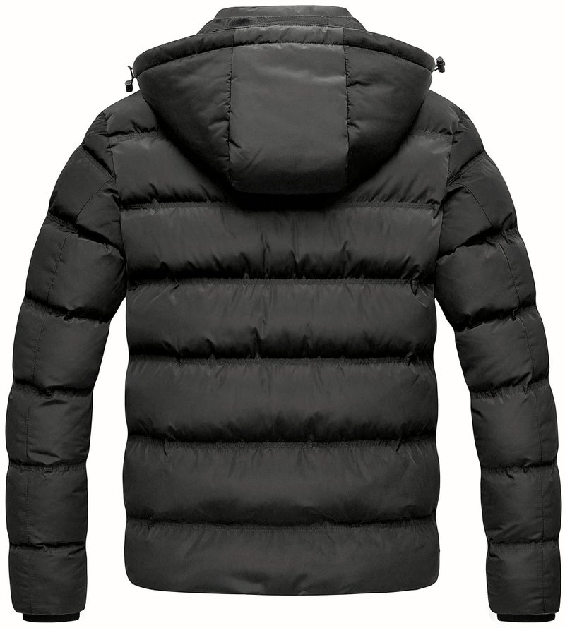 CREATMO US Winter Jackets for Men Puffy Coat Men's Quilted Thicken Puffer Jacket Warm Padded Outwear with Hood Grey S - Image 2